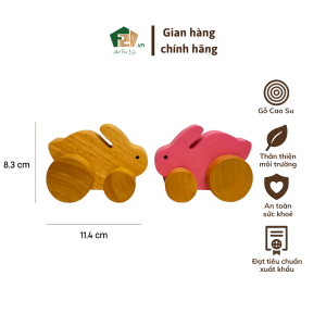 Thỏ gỗ cao su thủ công decor dễ thương – Quà tặng trang trí bàn học kệ sách phòng ngủ trẻ em
