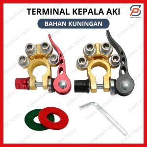 Terminal Kepala Aki Mobil Bahan Kuningan Klem Accu Mobil Tembaga Murni Aki Terminal Tutup 2pcs