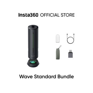 Insta360 Wave - AI Speakerphone Bluetooth Voice Recorder 8 Noise-Canceling Mics w/Beamforming AI Transcript &amp Summary Support 99 Languages 32GB Storage Meetings