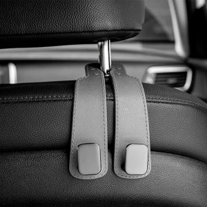 KEBIDU 2 Hooks Car Tools Metal Hook Hanger Car Seat Back Double Hook Seat Back Hook Suede Hook For Car Vehicle Accessories Interior