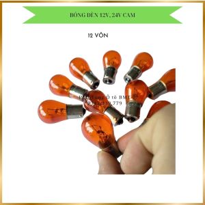 Hộp 05 bóng đèn xin nhan xe ô tô loại 12V 24V 1 râu 21W màu cam