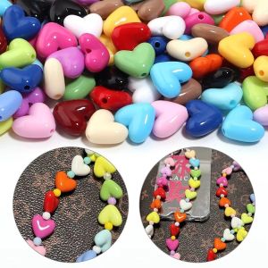 W5YR 20Pcs/Lot 17mm Loose Spacer Beads 2.5mm Aperture Acrylic Heart Shape Beads Versatile Smooth Surface Handmade Accessory Beads Handmade Crafts Making