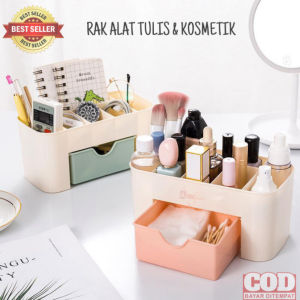 ( BISA COD ) PROMO RAK KOSMETIK PLASTIK / ORGANIZER BOX / TEMPAT PENYIMPANAN STASIONARY MULTIFUNGSI / RAK PERALATAN MAKE UP / RAK ALAT TULIS