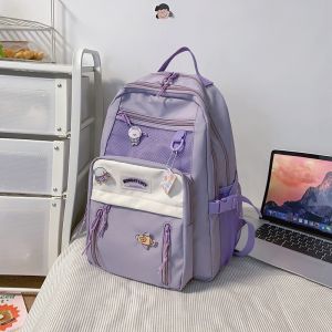 Korean Aesthetic Backpack Student High School Bag For Women Waterproof Large Capacity School Bag