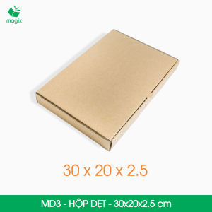 MD3 - 30x20x2.5 cm - 25 hộp carton dẹt - Hộp đóng hàng hộp nắp gài hộp quà | Magix Packaging