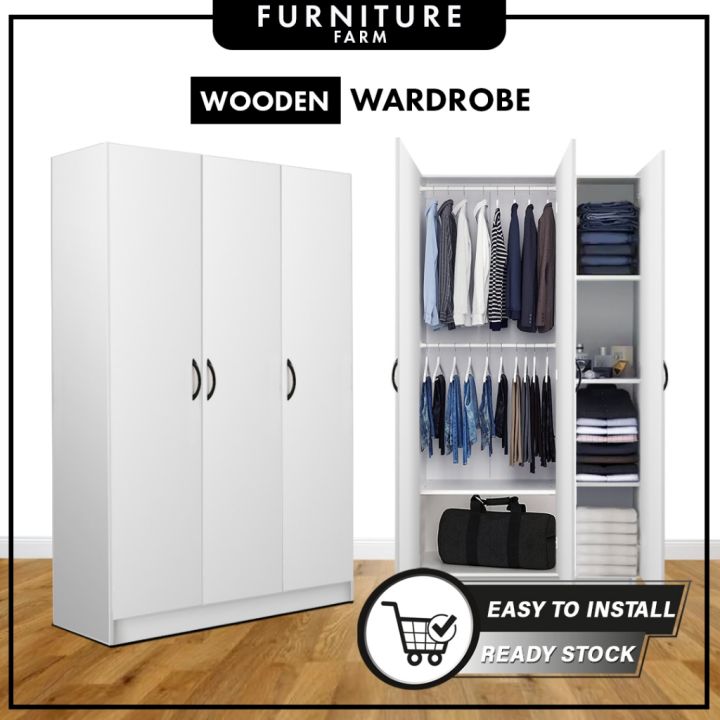 F&F : 3 Door Wardrobe / Almari Baju 3 Pintu / Almari Pakaian / Almari Murah / Almari / Ikea Wardrobe