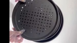 Warm.home-MY Pizza Pan Carbon Steel Perforated Non Stick Bakeware Tahan Lama Oven Baking Crispy Crust Kitchen Tool