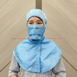 Quần Áo Tĩnh Điện Liền Thân Có Mũ Nam Nữ Phòng Sạch Nhà Máy - Màu Trắng Hồng Xanh Dương
