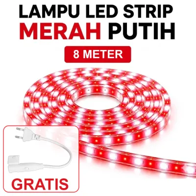 COSCO SEPHIA Lampu LED Strip Selang paket merah putih 2835 220V + Adaptor Kedip 6M 8M 10M Outdoor Led Strip Agustus Lampu Hias