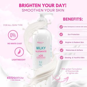 MILKY GLUTA WHITE LOTION SPF50 20X EXTREME WHITENING [100 ml] DRY SKIN SCARS DARK SPOTS