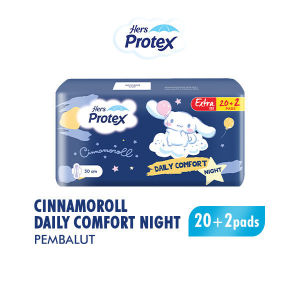 Hers Protex Daily Comfort Night Pembalut Wanita Cinnamoroll bag 30cm isi 20+2 pads