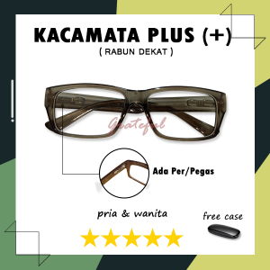 Kacamata Plus +1.00 s/d +3.00 Untuk Pria Wanita Full Frame Tebal Ringan Kokoh Engsel Per Pegas - FREE CASE