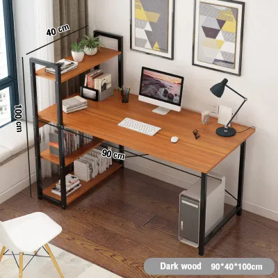 Study Table heavy duty With BookShelf Computer Table for Desktop Left&Right Table for pc computer For bedroom livingroom