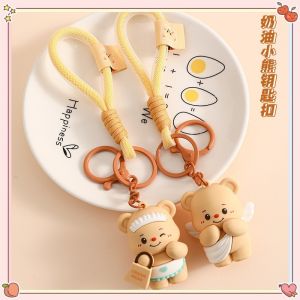 Anime Butter Bear Figures Keychain Angel Cupid Action Figural Model PVC Key Ring Figurine Birthday Gifts