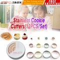 【12PCS 1"-4.4"】Metal Cookie Cutter Set, Round Cookie Cutters, Stainless Steel Circle Biscuit Pastry Cutters, Assorted Size Cookies-Cutter-12PCS/Set. 