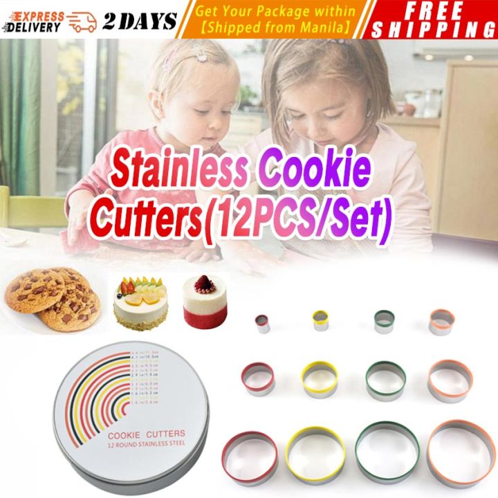 【12PCS 1"-4.4"】Metal Cookie Cutter Set, Round Cookie Cutters, Stainless Steel Circle Biscuit Pastry Cutters, Assorted Size Cookies-Cutter-12PCS/Set