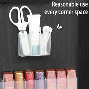【Special price】💟💝MIAO กล่องใส่ของแบบเจาะติดผนัง3ช่องคลิปหนีบคิ้วกรรไกรแปรงดินสอเขียนคิ้วลิปสติกอุปกรณ์จัดเก็บของชิ้นเล็กๆ
