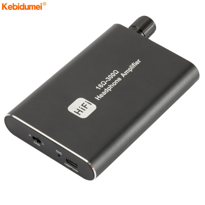 Portable Headphone Amplifier With 2-Stage Gain – For 16-300 Ohm Headphones, Rechargeable, 3.5mm Input/Output