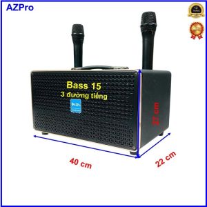Loa xách tay Bluetooth chính hãng AZPROAZ-D336Bass 15-3 đường tiếng thùng gỗ bọc da-Viền kim loạiTặng 2 kim loại