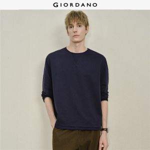 GIORDANO Men T-Shirts Fake Two-Piece Waffle Trim Tee Crewneck Long Sleeve Fashionable Casual Loose T-Shirts 18026812