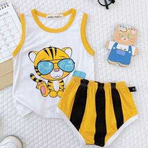 Bộ Quần Áo Trẻ Em Ba Lỗ Quần Chip Hiệu NATUCO Vải Thun Lạnh Cho Bé 0-4 tuổi In Hình Động Vật Nghộ Nghĩnh BL-IN57