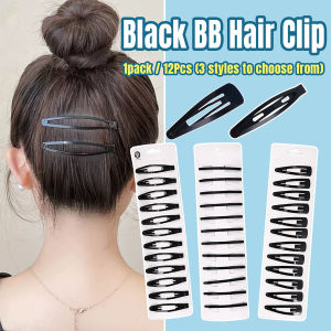 Talao 12Pcs Black BB Hair Clips Straight Drop Hair Pins Fashion Women Flyaway Hair Barrette Accessories