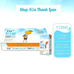 (HSD T6-2026) (KÈM QUÀ) Thùng 48 Hộp Sữa Chua Uống Tiệt Trùng TOPKID Hương Cam Tự Nhiên TH True Yogurt 110ml.