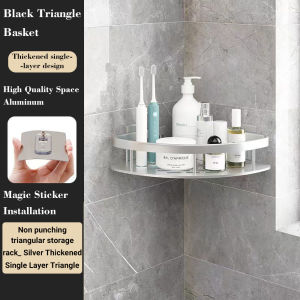 2 Layer Bathroom Punching Space Aluminum Storage Shelf with Hooks Shower Gel Corner Racks Shampoo Soap Cosmetics Rack Bathroom Accessories Bathroom Wall Mount Storage Rack