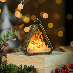 Vintage Christmas Lantern Battery Powered LED Hanging Light with Retro Design for Xmas Tree Home Festive Decoration