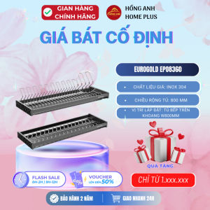 Giá bát đĩa cố định nan oval Eurogold EPO8360 inox 304 lắp tủ bếp trên rộng 800mm thiết kế 2 tầng