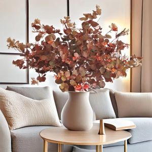 LUZMAR 75cm Eucalyptus Tree Branch Purple Red Greenery Artificial Eucalyptus Leaves  Floral Arrangement Supplies Fake Leaf Wedding Decorations