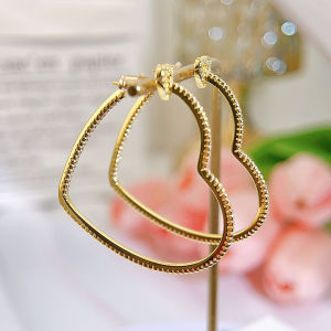 Sequito Phụ Nữ Tuyệt Đẹp trang trí tai Đồ Trang Sức mạ Vàng Đầy Đủ Micro Pave Aaa đá CZ Zirconia Cá Tính Prom Đảng Khuyên vòng lớn Khuyên tai trái tim Se883
