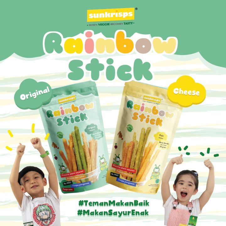 SUNKRISPS Rainbow Stick Original dan Cheese / Snack makanan sehat Anak ...