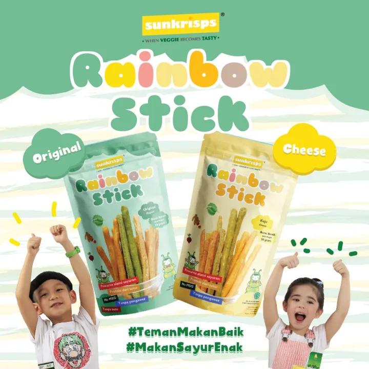 SUNKRISPS Rainbow Stick Original dan Cheese / Snack makanan sehat Anak ...