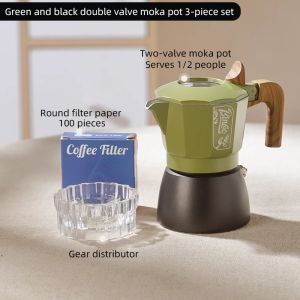 Bincoo Moka Pot Double Valve Small Coffee Machine Home Espresso Coffee Pot Set Coffee Utensils 2 people