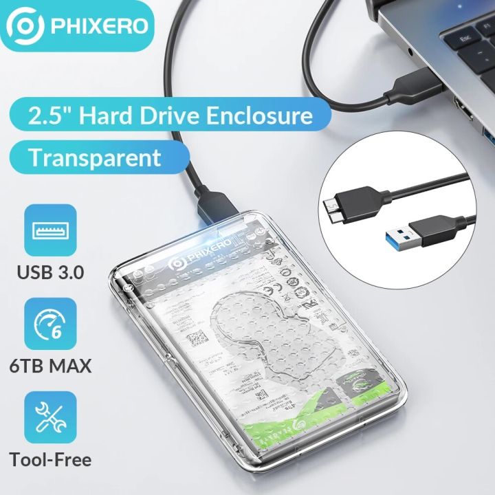 PHIXERO inch SSD Enclosure Storage Box HDD Case SATA