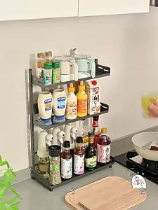 SXH No-drill kitchen seasoning rack chopsticks and holder multifunctional kitchen utensil storage rack multi-layer household organizer