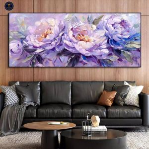 Tranh Hoa Mẫu Đơn Tím Chung Thủy Tranh Canvas Tranh Tráng Gương Tranh Treo Tường Phòng Khách