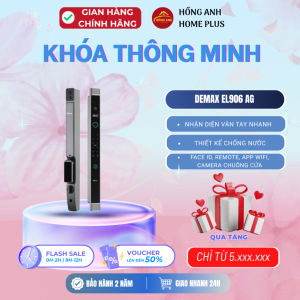 Khóa cửa vân tay Demax EL906 AG mở bằng nhận diện khuôn mặt Face ID vân tay mật mã thẻ từ...