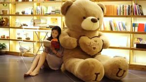 FCKiddoZone Big I LOVE You Teddy Bear Plush Toy 80cm 100cm Lovely Huge Stuffed Soft Bear Doll Lover Bear Kids Toy Birthday Gift For Girlfriend Valentine Day Gift Christmas Gift Headrest Doll Birthday Gift for Kid Teen Girl