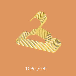 Pzcf ที่แขวนเสื้อประหยัดพื้นที่ตู้เสื้อผ้าสีทองขนาดเล็ก10ชิ้นที่แขวนสำหรับเด็กตุ๊กตาสัตว์เลี้ยงเทดดี้สุนัขแมวขนาดเล็กที่แขวนเสื้อผ้าที่ตุ๊กตาหุ่นราวตากเสื้อผ้าเด็ก