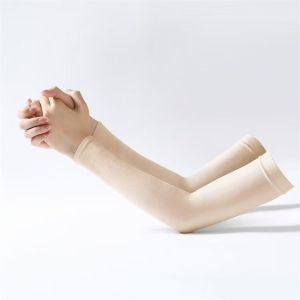 1 Pair Lightweight Ice Silk Anti‑UV Arm Sleeves Soft Breathable Cooling Sunscreen Arm Cover Durable Elastic Sun Protection Arm Guards 