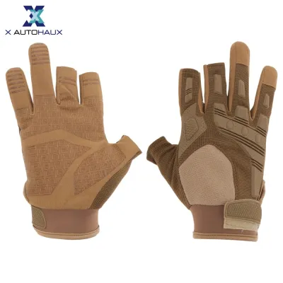 X AUTOHAUX ถุงมือมอเตอร์ไซค์ 1 คู่ หน้าจอสัมผัส ถุงมือมอเตอร์ไซค์แบบไม่มีนิ้ว 3 นิ้ว สำหรับขี่จักรยานเสือภูเขา ขี่มอเตอร์ครอส ปีนเขา เดินป่า ล่าสัตว์ สำหรับผู้ชายและผู้หญิง