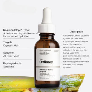 The Ordinary 100% Plant-Derived Squalane 30ml | Pure Hydrating Face Oil | Barrier Repair & Skin Nourishment
