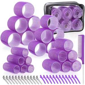 [✅SG Ready Stock] 4 Sizes Rollers Hair Curlers 50 Pcs Set Jumbo Hair Rollers Self Grip Hair Rollers with Clips Curlers for Long Hair Short Hair Hair Bangs