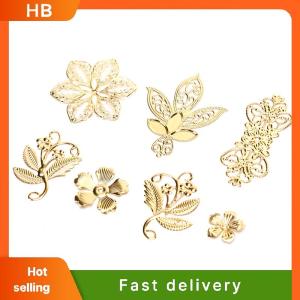 HB 50Pcs Vintage Metal Leaf Filigree Flower Slice Charms DIY Craft Jewelry Making