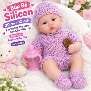 👶Búp Bê Silicon 30 cm 12 inch Em Bé Gái Meadow Cao Cấp NPK Blue Eyes Reborn Baby Girl PVN10263