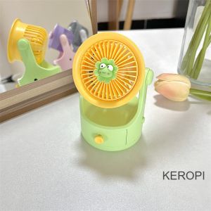 STANDING MINI FAN DESK CUTE | KIPAS ANGIN LACI MINI LUCU | PORTABLE MINI FAN | KIPAS ANGIN MEJA KERJA MEJA BELAJAR ANAK | Kipas meja rias mini kartun kecil yang segar dan lucu dengan penyimpanan laci kipas desktop portabel pengisi daya usb | KADO | TTD