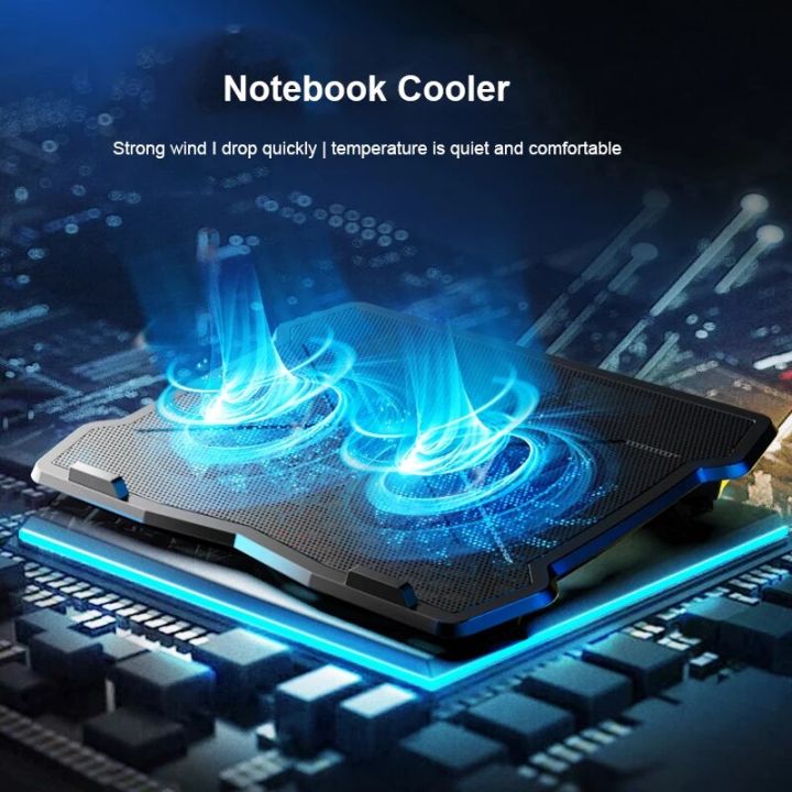 Cooling Fan Notebook Radiator Air Laptop Cooler With 2 Fans Two USB ...