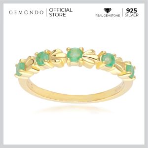 Gemondo แหวนเงินแท้ 925 ประดับทับทิม (Emerald) ดีไซน์เกลียวคลื่น : แหวนพลอยผู้หญิง